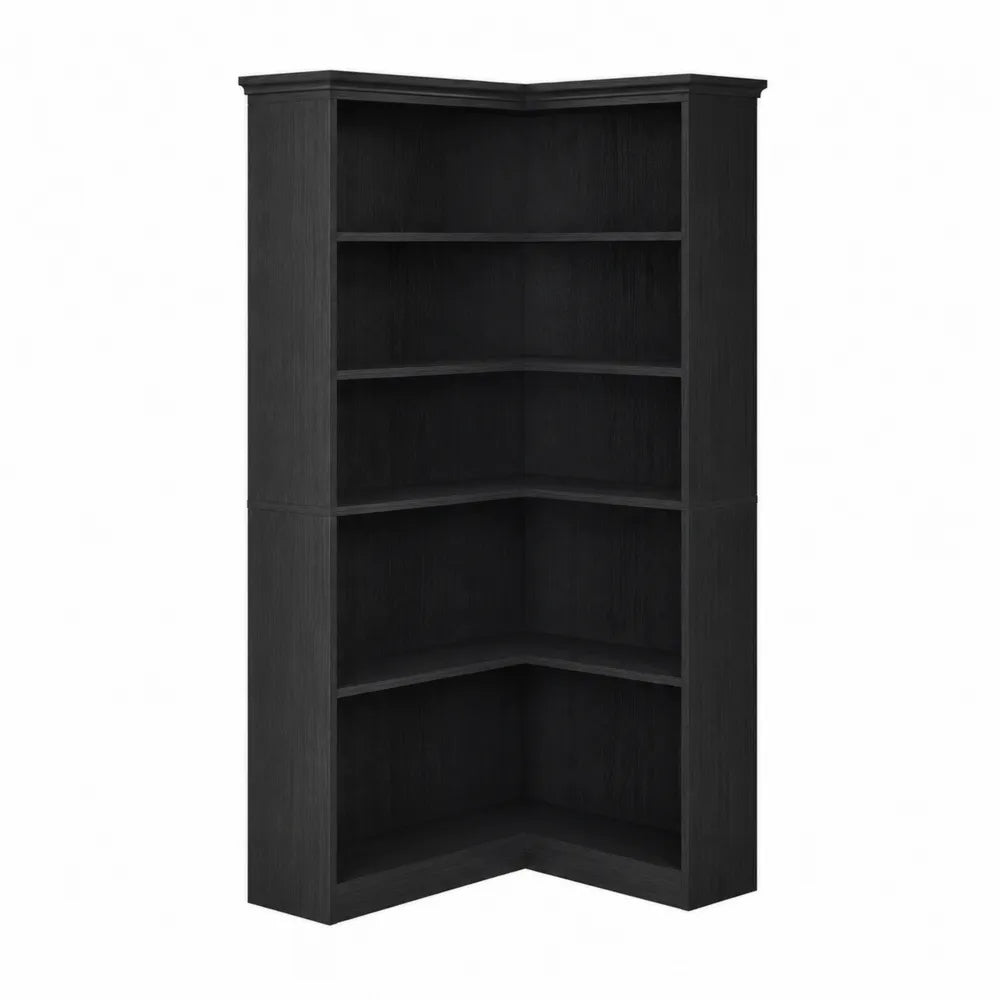 Eckbücherregal aus MDF Schwarz 160cm x 70cm x 30cm