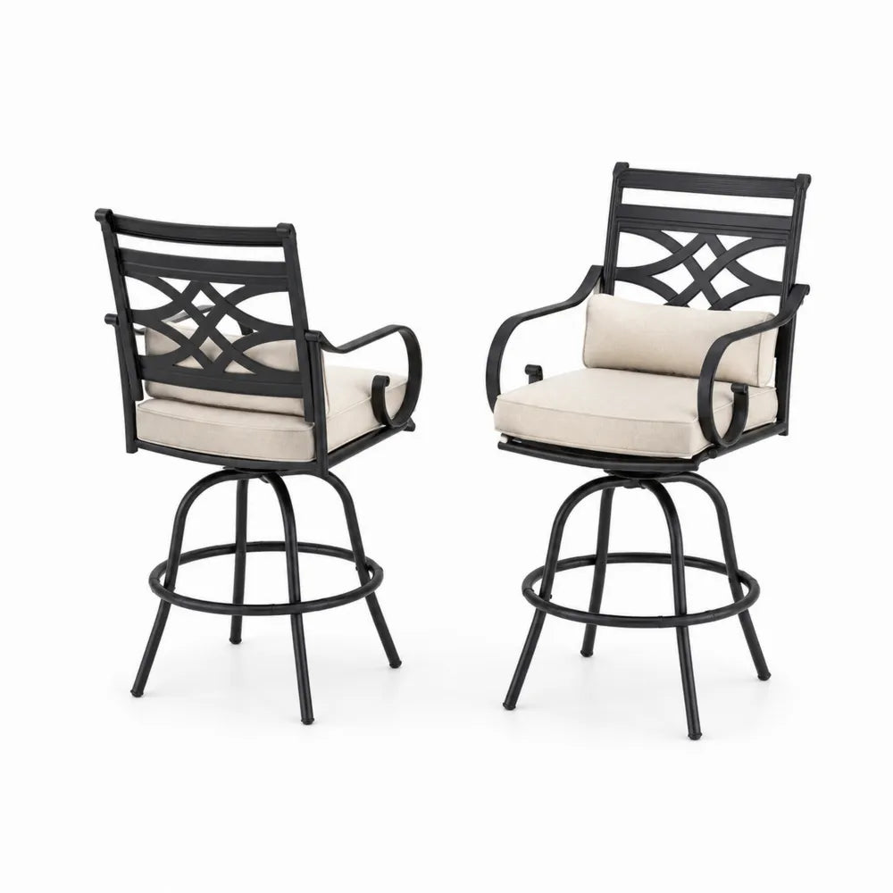 2er-Set Gartenstühle Aluminium Beige/Schwarz
