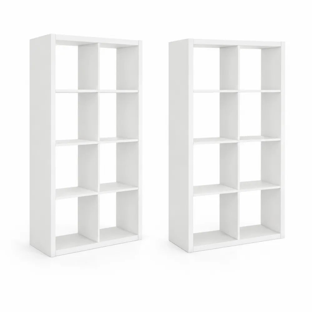2-teiliges Bücherregal-Set Weiß Holzwerkstoff 8 Fächer