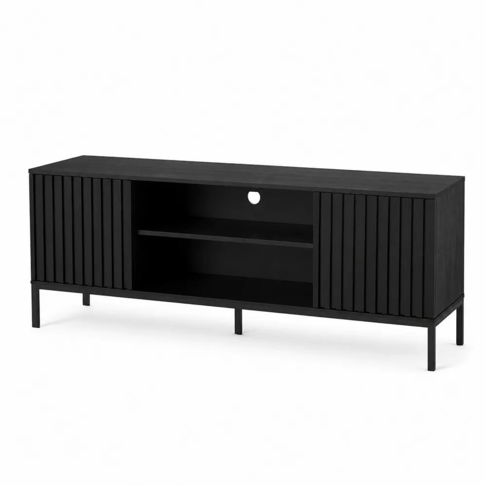 TV-Schrank Schwarz Holzwerkstoff Metall 120x40x50 cm
