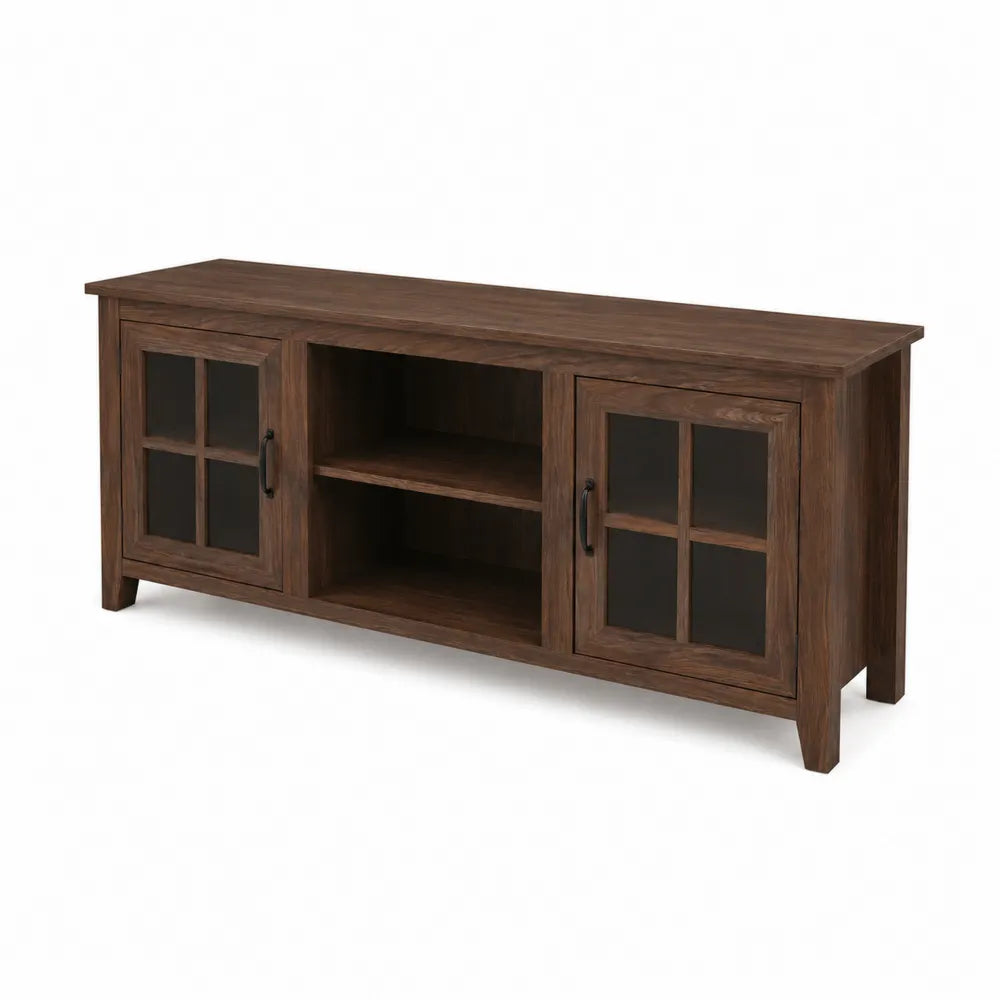 Holz TV-Schrank mit Schwingtüren und Regal 150x40x60 cm