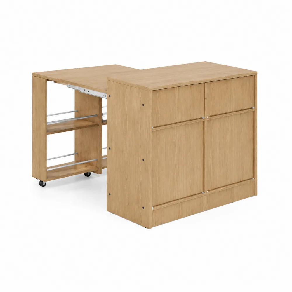 Klappbarer Tisch aus MDF mit Eichenfurnier und Rollen, 120x80x76cm