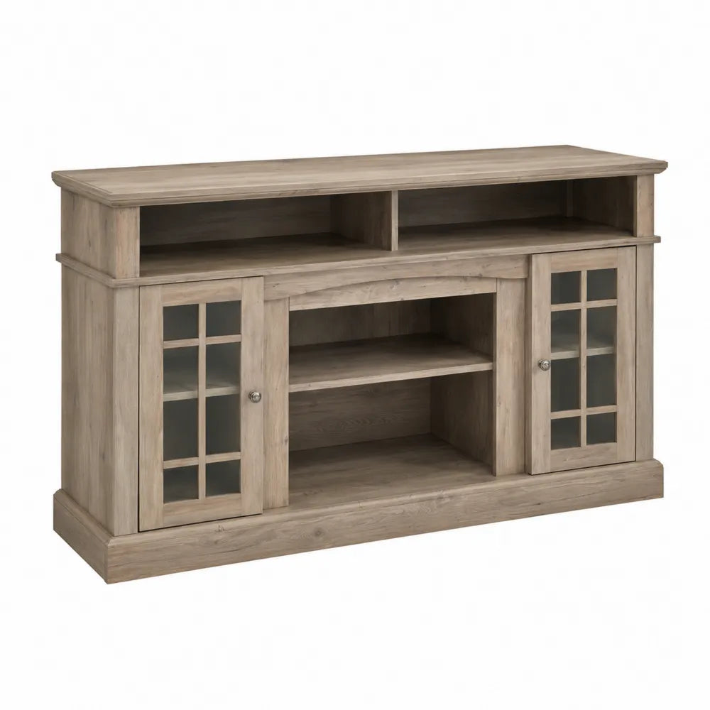 TV-Schrank Holz mit gehärtetem Glas und Regalen 150x50x80 cm