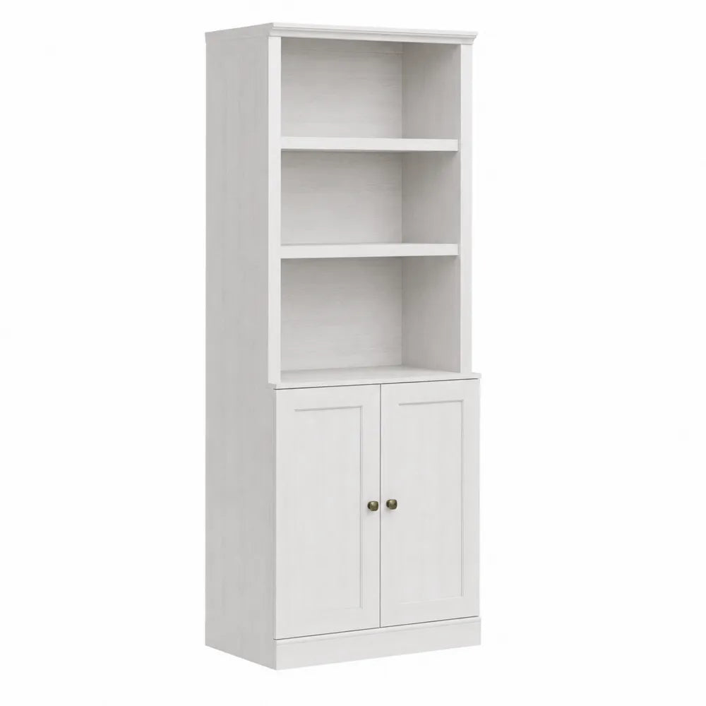Bücherregal mit Türen Weiß Kiefernholz 180x80x30 cm